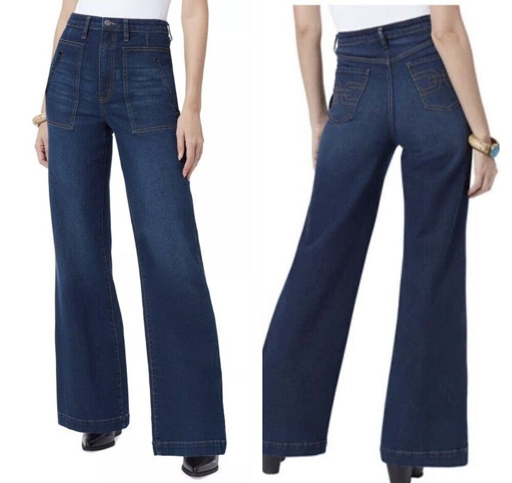 Sam Edelman Codie High Rise Wide Leg Jeans In Lake Front Wash 25